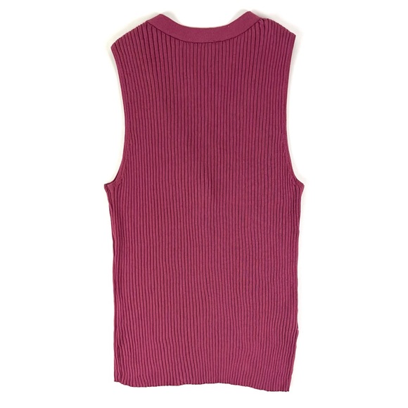 BCBGMAXAZRIA Ribbed Knit Violet Quartz Sleeveless Tank Top - Picture 4 of 7